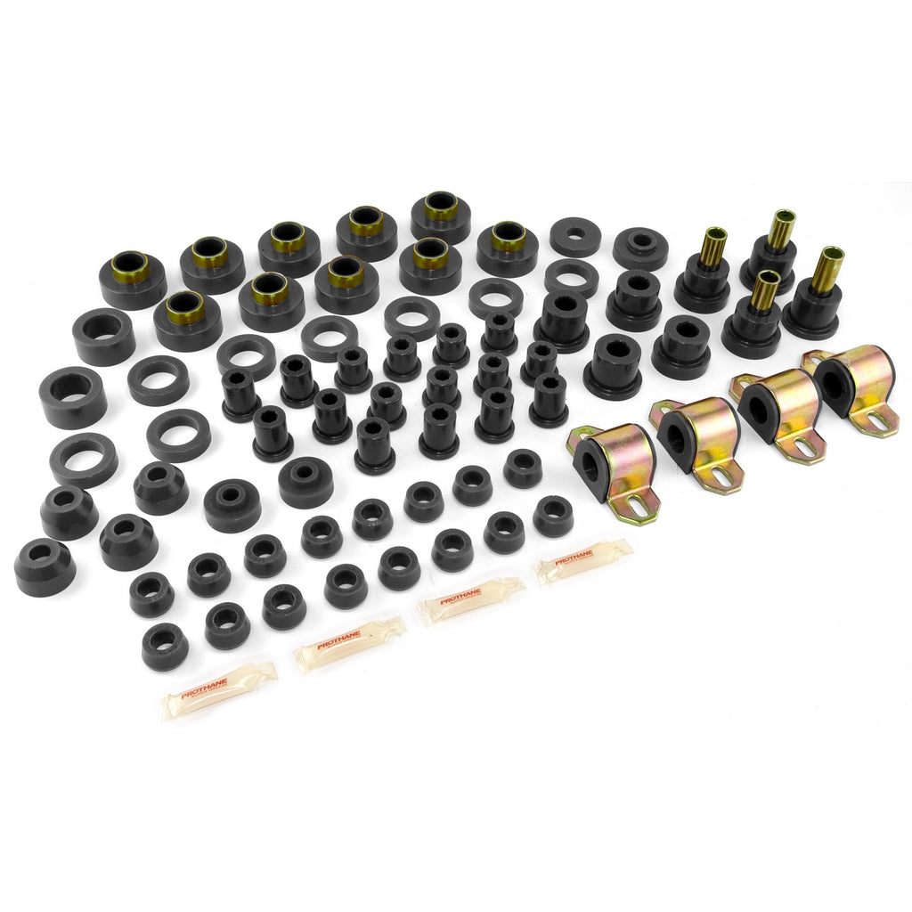 This Black Polyurethane Bushing Kit From Prothane Fits 80-86 Jeep CJ Models.