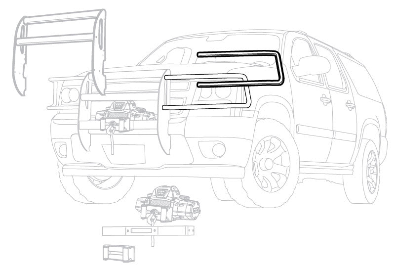 Without Insert Bars; Powder Coated; Black; Grille Guard Required