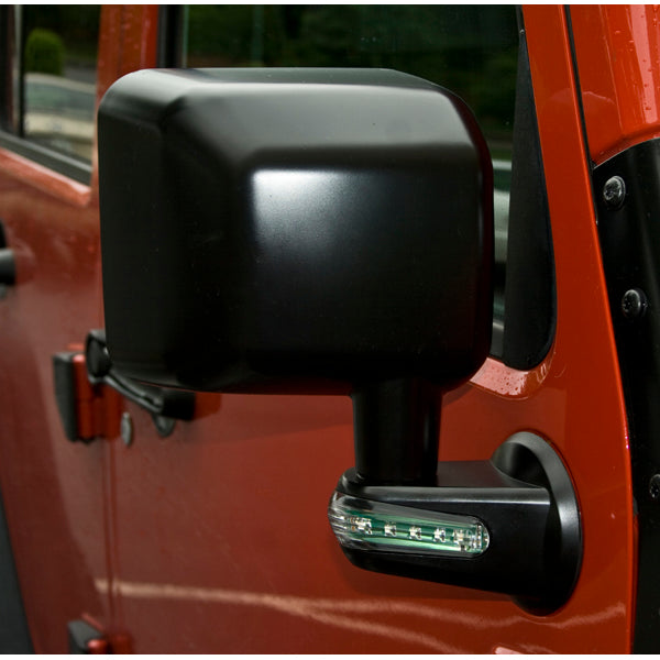 Door Mirror  Right  LED Turn Signal  Black; 07-18 Jeep Wrangler JK
