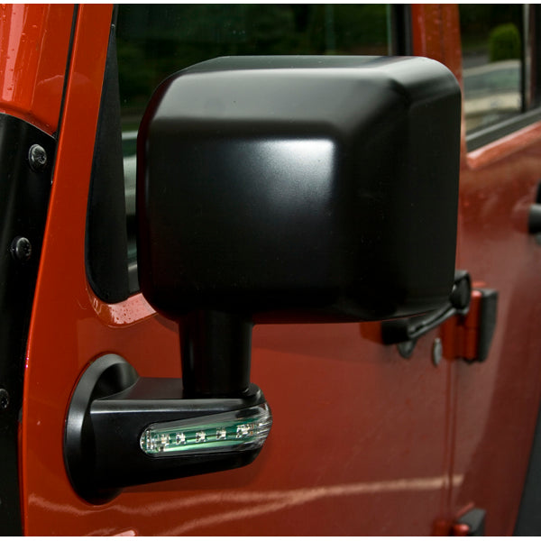 Door Mirror  Left  LED Turn Signal  Black; 07-18 Jeep Wrangler JK