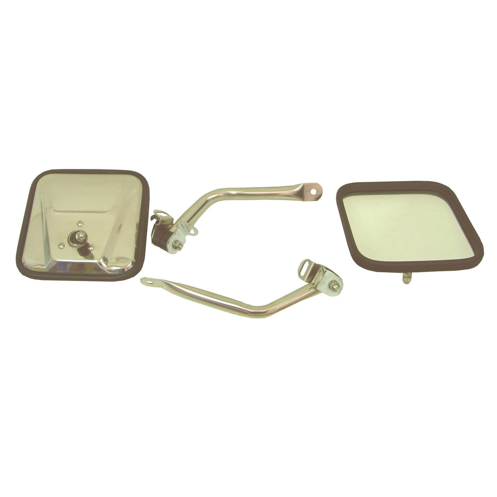 Door Mirror Kit  CJ-Style  Stainless Steel; 97-06 Jeep Wrangler TJ