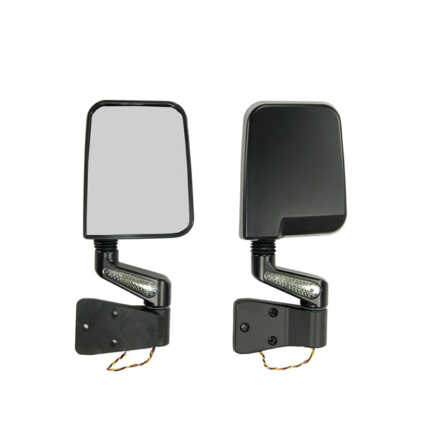 Door Mirror Kit  LED Turn Signals  Black; 87-02 Jeep Wrangler YJ/TJ