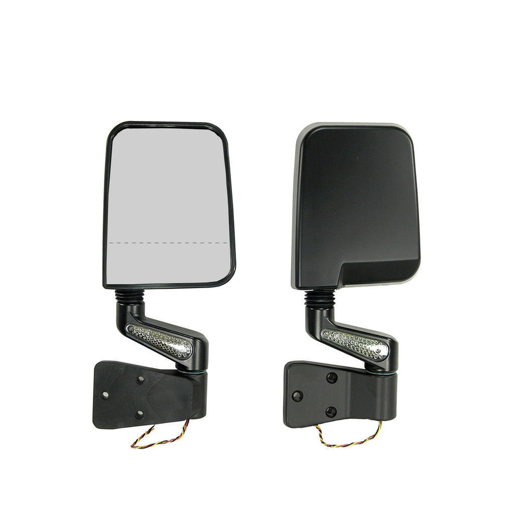 Door Mirror Kit  LED Turn Signal  Dual Focus  Black; 87-02 Wrangler