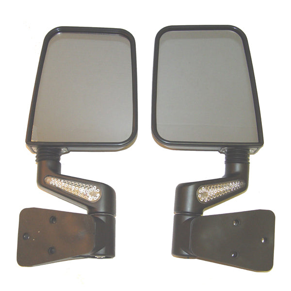 Door Mirror Kit  LED Turn Signals  Heated  Black; 87-02 Wrangler YJ/TJ