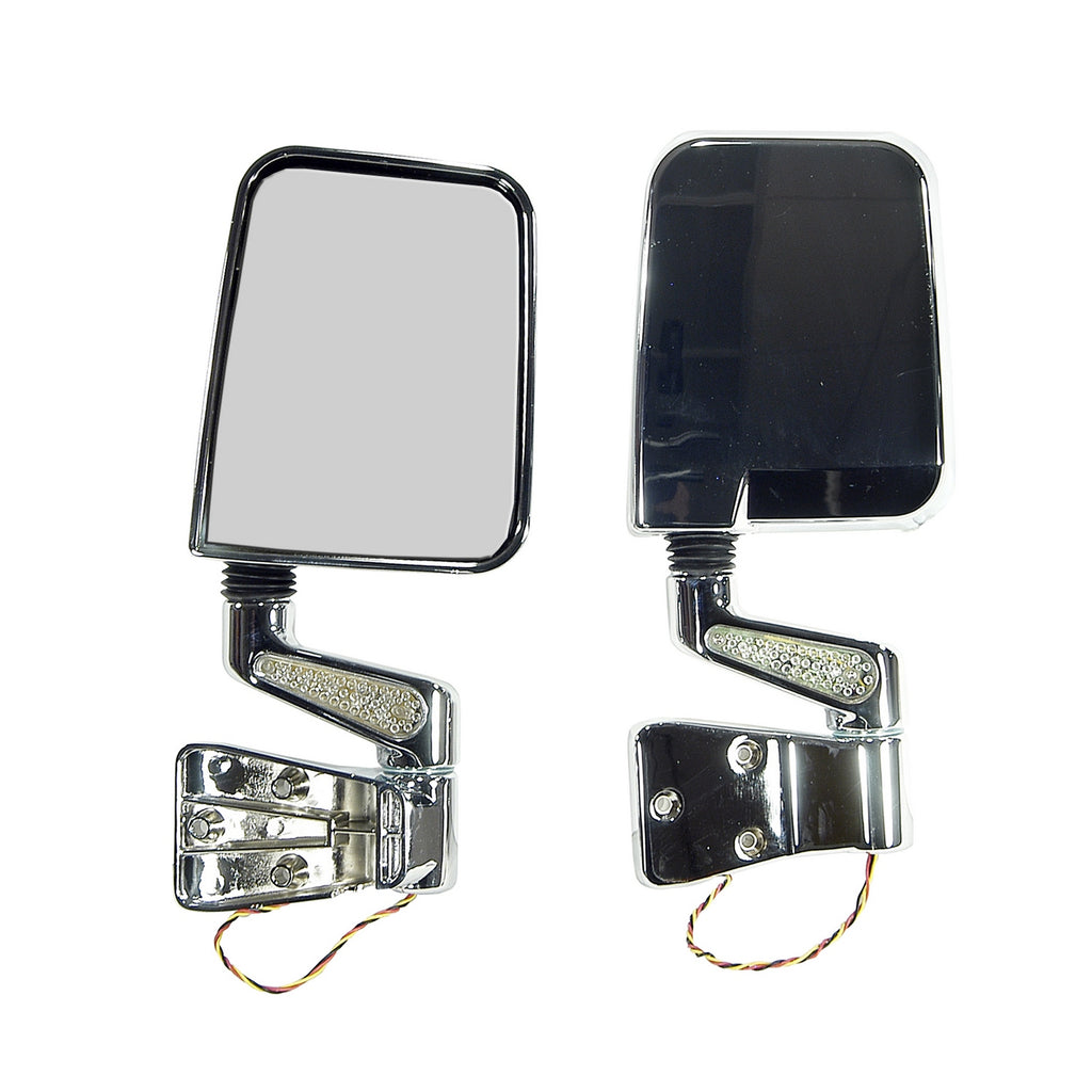 Door Mirror Kit  LED Turn Signals  Chrome; 87-02 Jeep Wrangler