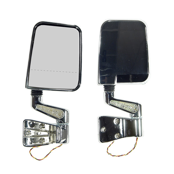 Door Mirror Kit  LED Turn Signal  Dual Focus  Chrome; 87-02 Wrangler