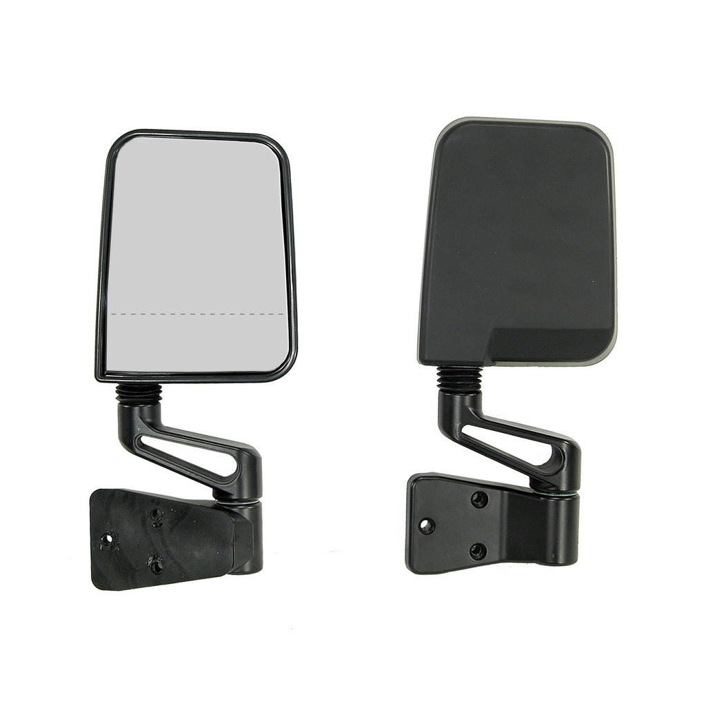 Door Mirror Kit  Dual Focus  Black; 87-02 Jeep Wrangler YJ/TJ