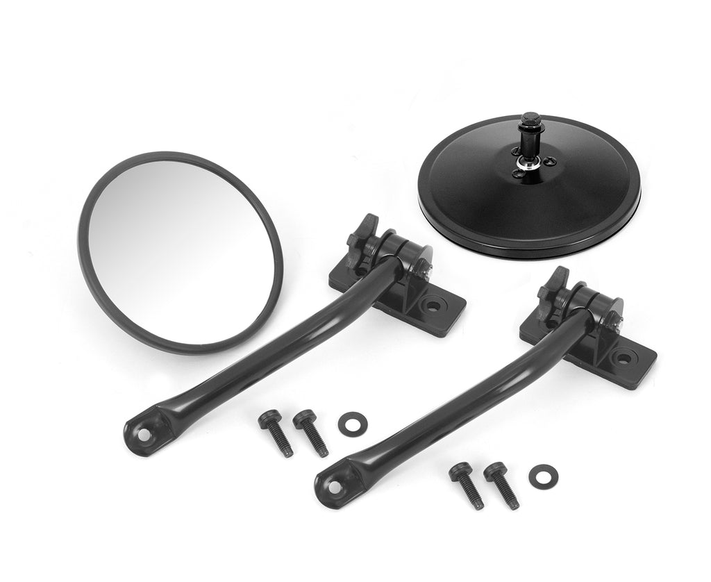 Quick Release Mirror  Round  Black; 97-18 Wrangler TJ/LJ/JK/JKU