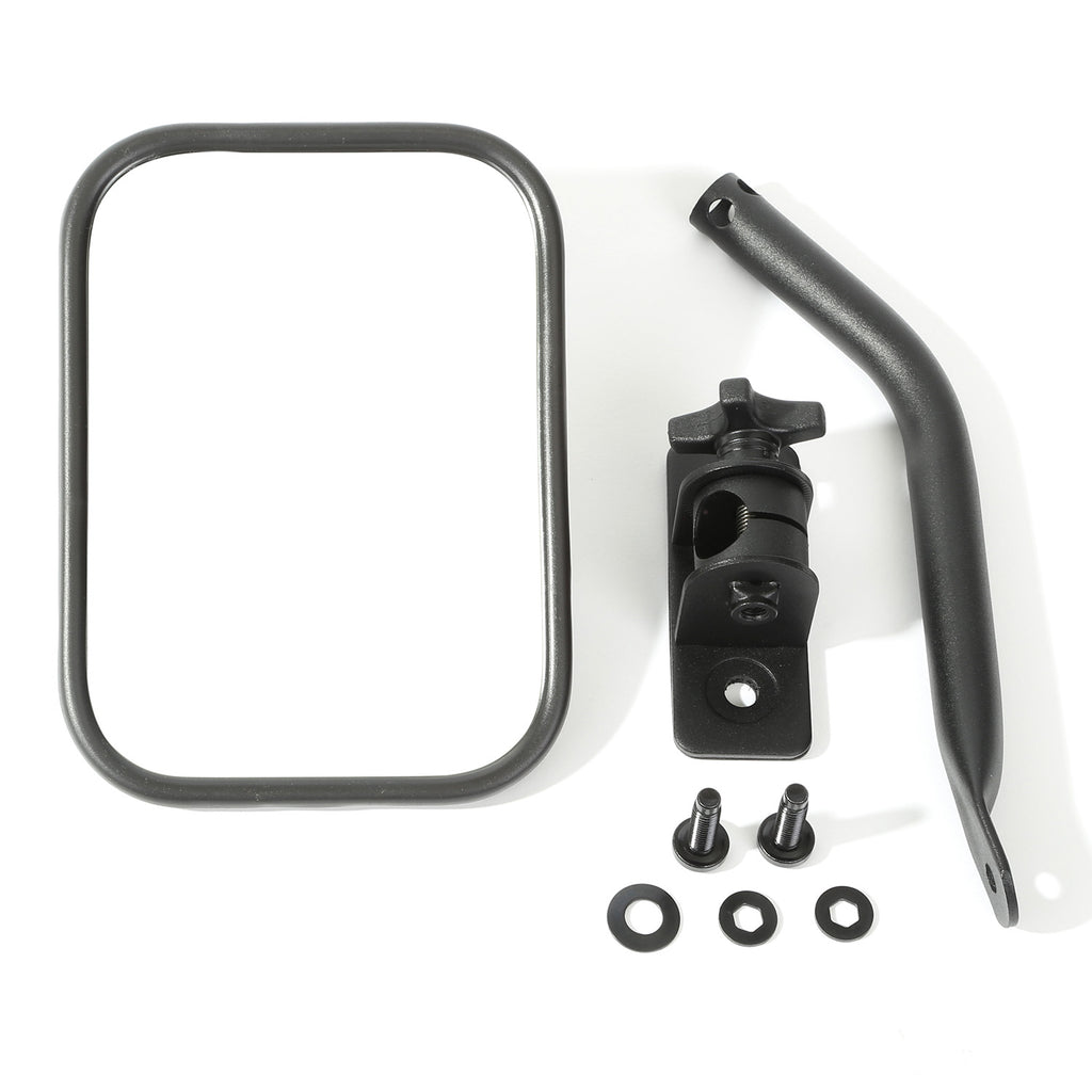 Quick Release Mirror  Rectangular  Textured Black; 97-18 Wrangler