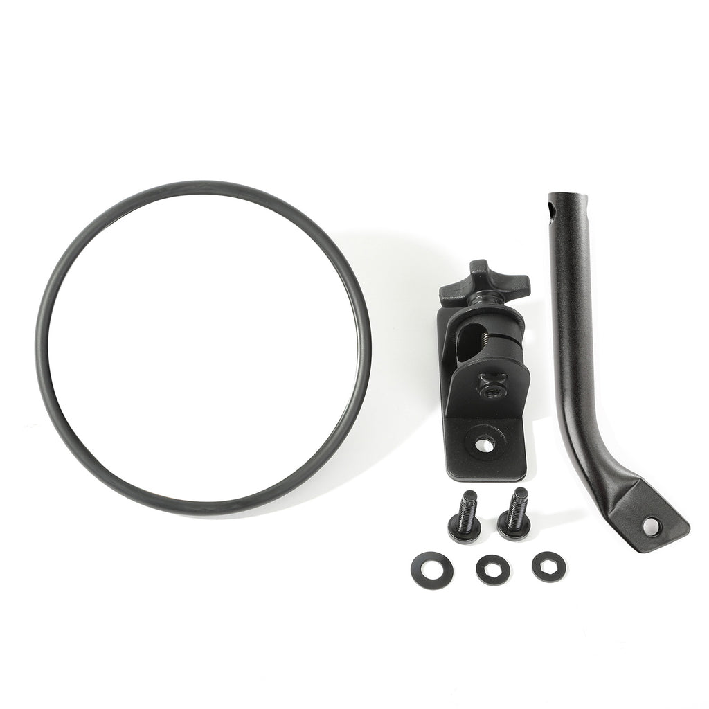 Stubby Trail Mirror  Round  Textured Black; 97-18 Jeep Wrangler JK