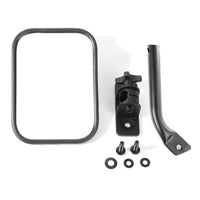 Stubby Trail Mirror  Rectangular  Txt Black; 97-18 Jeep Wrangler JK