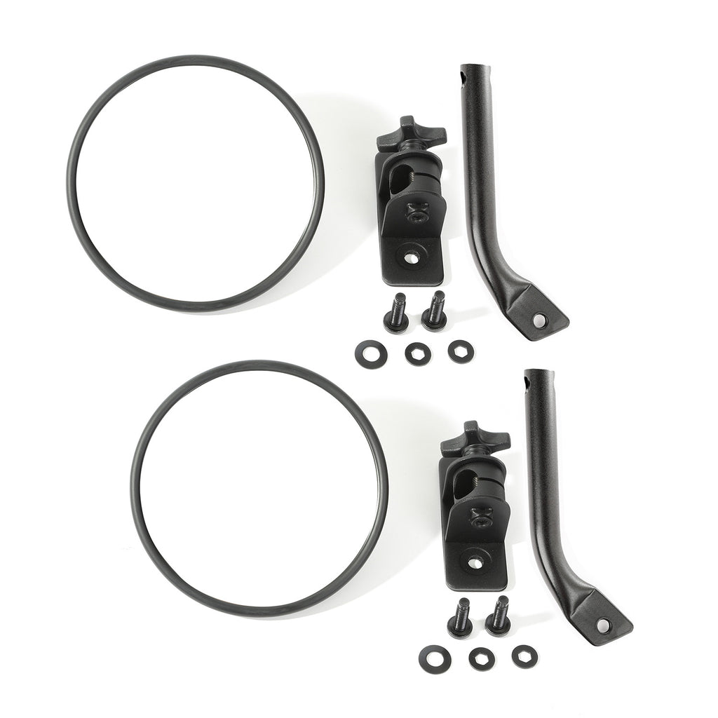 Stubby Trail Mirror  Round Pair  Txt Black; 97-18 Jeep Wrangler JK