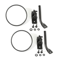 Stubby Trail Mirror  Round Pair  Txt Black; 97-18 Jeep Wrangler JK