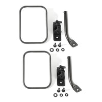 Stubby Trail Mirror  Rectangular Pair  Txt Blk; 97-18 Jeep Wrangler JK
