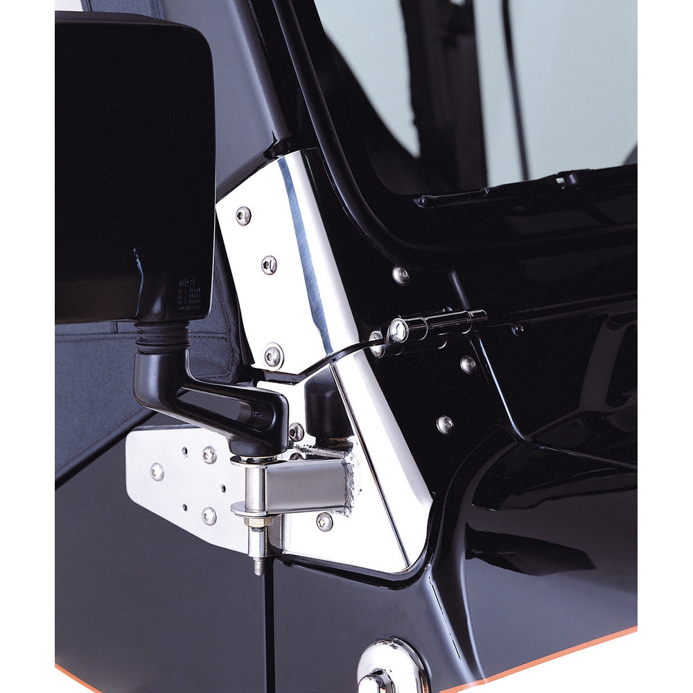 Mirror Relocation Bracket Kit  Stainless Steel; 97-02 Jeep Wrangler TJ