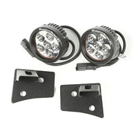 Rugged Ridge 11027.17 | Windshield Bracket LED Kit, Textured Black, Round; 07-16 Wrangler JK