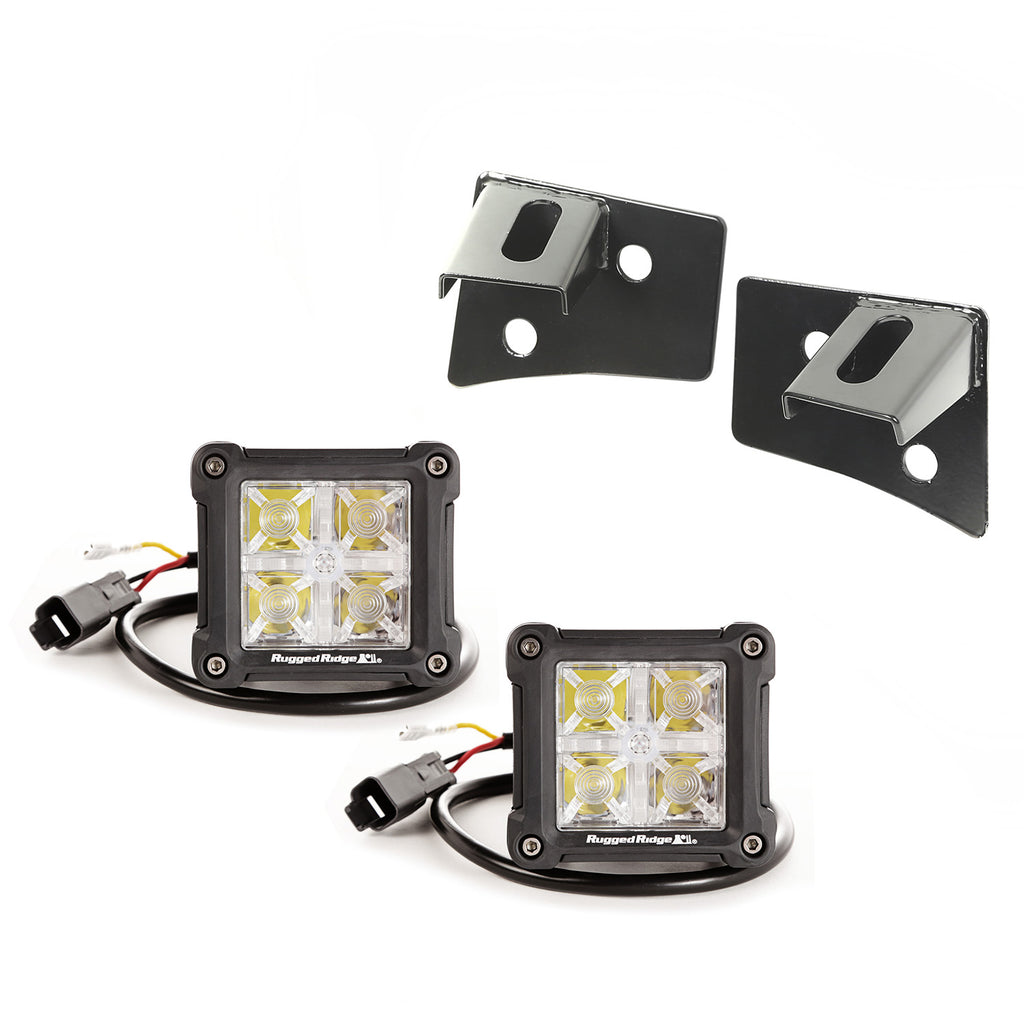 Rugged Ridge 11027.18 | Light Kit, Windshield Mounted, Dual Beam, Square; 97-06 Wrangler TJ