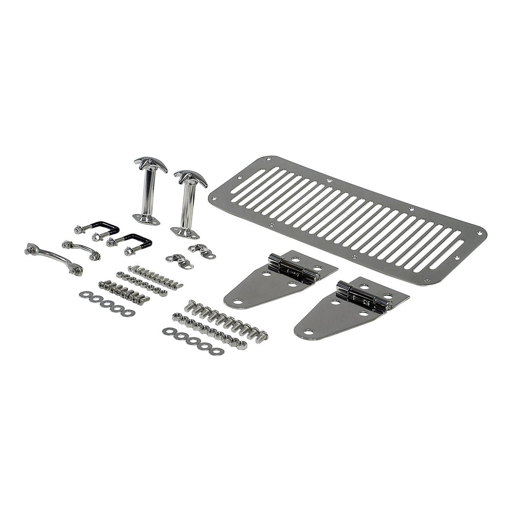 Hood Kit  Stainless Steel; 76-86 Jeep CJ/87-95 Jeep Wrangler