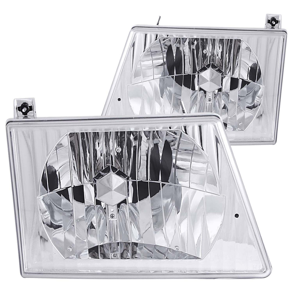 ANZO USA-111026 | Crystal Headlight Set; Clear Lens; Chrome Housing;Pair Not For Use w/Sealed Beam Headlights 1992-2004;