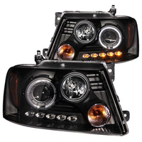 ANZO USA-111028 | Projector Headlight Set w/Halo; Clear Lens; Black Housing;Pair w/1 pc. LED;