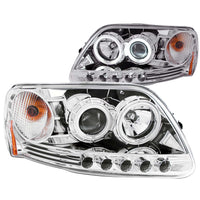 ANZO USA-111054 | Projector Headlight Set w/Halo; Clear Lens; Chrome Housing;Pair