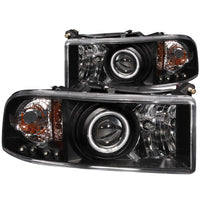 ANZO USA-111065 | Projector Headlight Set w/Halo; Clear Lens; Black Housing;Pair CCFL;