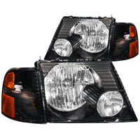 ANZO USA-111071 | Crystal Headlight Set; Clear Lens; Black Housing;Pair w/Corner Lights;