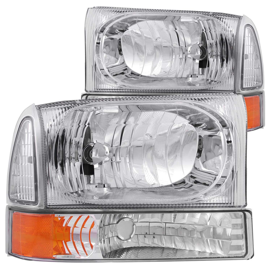 ANZO USA-111081 | Crystal Headlight Set; Clear Lens; Chrome Housing;Pair 2pc; Not For Use w/Sealed Beam Headlights;
