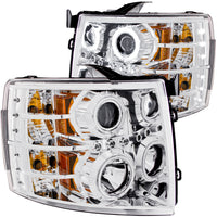 ANZO USA-111086 | Projector Headlight Set w/Halo; Clear Lens; Chrome Housing;Pair CCFL;