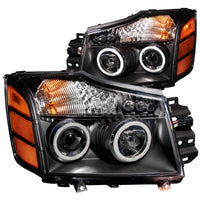 ANZO USA-111095 | Projector Headlight Set w/Halo; Clear Lens; Black Housing;Pair CCFL;
