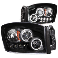 ANZO USA-111104 | Projector Headlight Set w/Halo; Clear Lens; Black Housing;Pair CCFL;