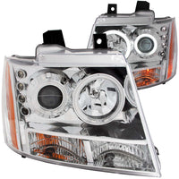 ANZO USA-111108 | Projector Headlight Set w/Halo; Clear Lens; Chrome Housing;Pair CCFL;