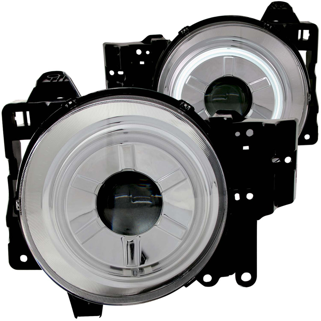 ANZO USA-111115 | Projector Headlight Set w/Halo; Clear Lens; Chrome Housing;Pair CCFL;