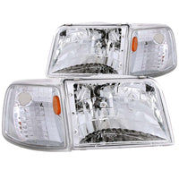 ANZO USA-111119 | Crystal Headlight Set; Clear Lens; Chrome Housing; w/Corner Lights;Pair
