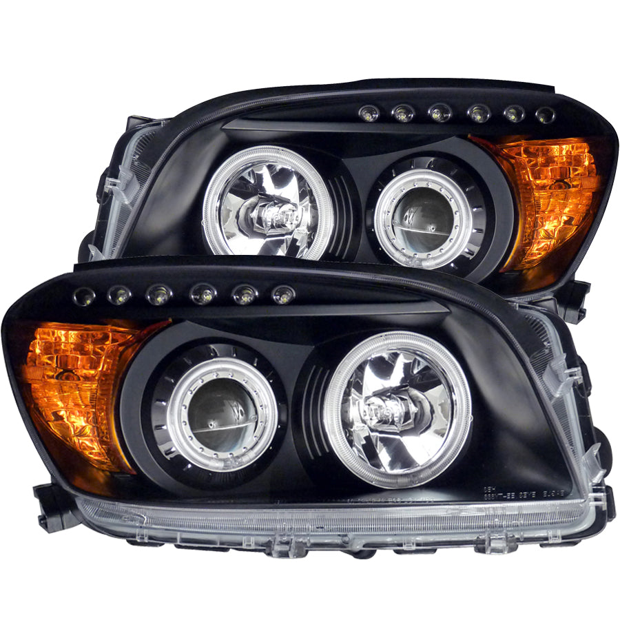ANZO USA-111120 | Projector Headlight Set w/Halo; Clear Lens;Pair CCFL; Black;