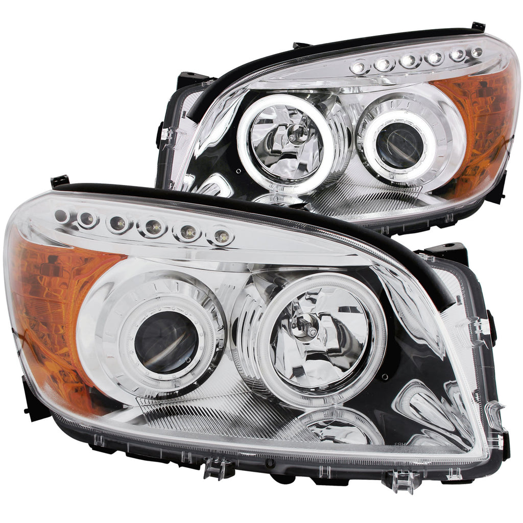 ANZO USA-111121 | Projector Headlight Set w/Halo; Clear Lens; Chrome Housing;Pair CCFL;