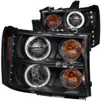ANZO USA-111125 | Projector Headlight Set w/Halo; Clear Lens; Black Housing;Pair CCFL;