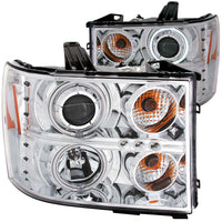 ANZO USA-111126 | Projector Headlight Set w/Halo; Clear Lens; Chrome Housing;Pair CCFL;