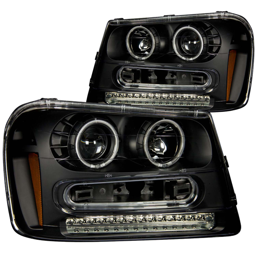 ANZO USA-111127 | Projector Headlight Set w/Halo; Clear Lens; Black Housing;Pair CCFL;