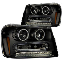 ANZO USA-111127 | Projector Headlight Set w/Halo; Clear Lens; Black Housing;Pair CCFL;