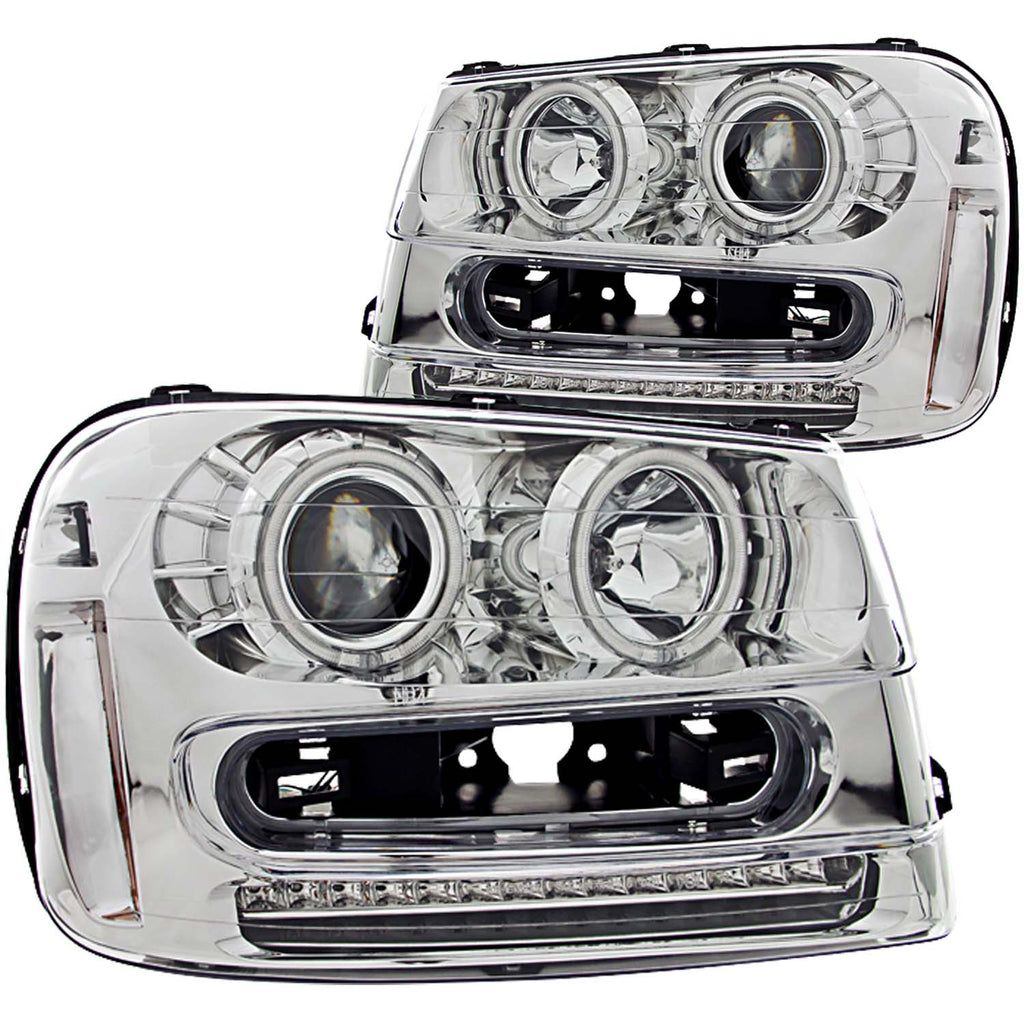 ANZO USA-111131 | Projector Headlight Set w/Halo; Clear Lens; Chrome Housing;Pair CCFL;