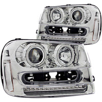 ANZO USA-111131 | Projector Headlight Set w/Halo; Clear Lens; Chrome Housing;Pair CCFL;