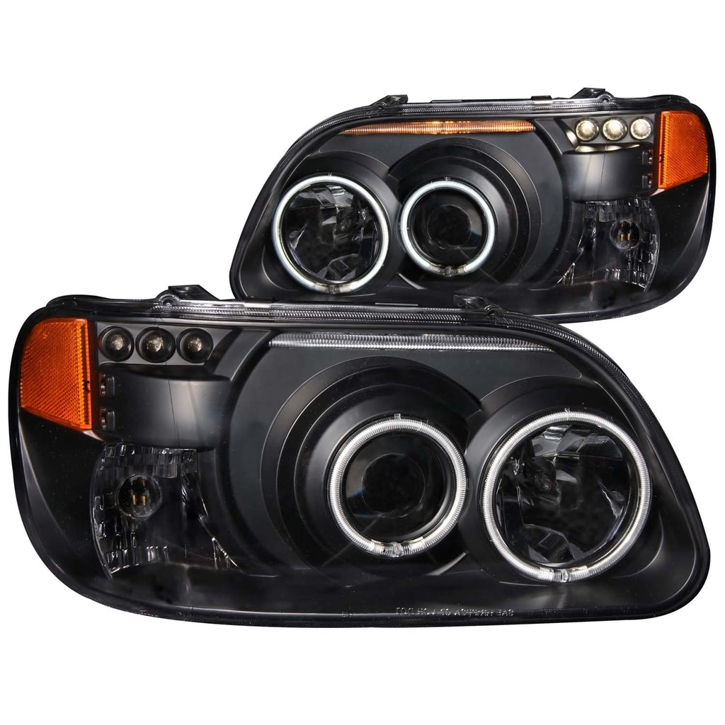 ANZO USA-111132 | Projector Headlight Set w/Halo; Clear Lens; Black Housing;Pair