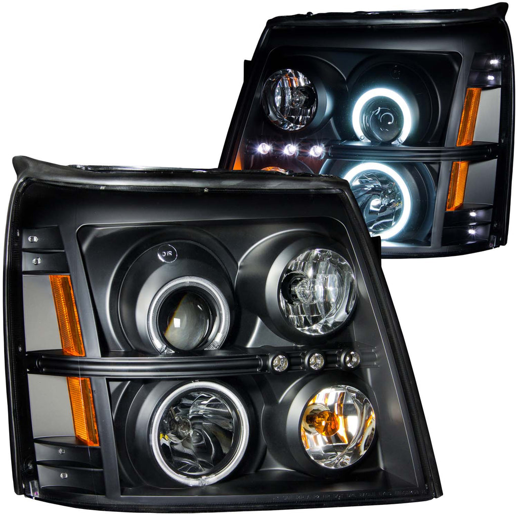 ANZO USA-111142 | Projector Headlight Set w/Halo; Clear Lens; Black Housing;Pair CCFL; For Use w/Non HID Models Only;