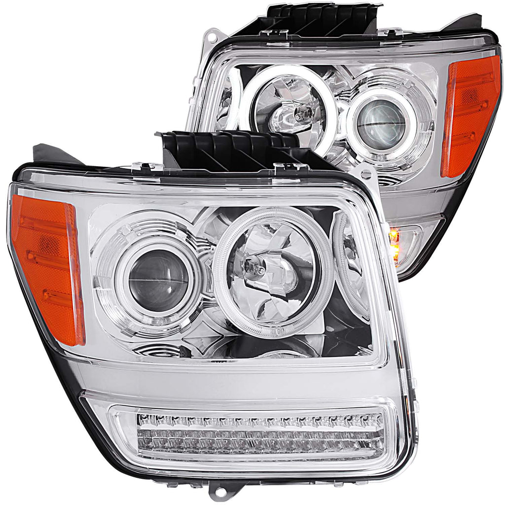 ANZO USA-111144 | Projector Headlight Set w/Halo; Clear Lens; Chrome Housing; G2;Pair CCFL;