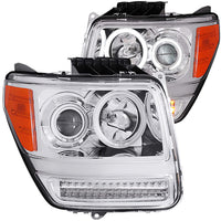 ANZO USA-111144 | Projector Headlight Set w/Halo; Clear Lens; Chrome Housing; G2;Pair CCFL;