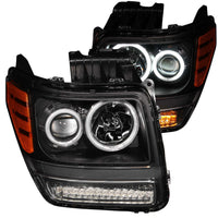 ANZO USA-111145 | Projector Headlight Set w/Halo; Clear Lens; Black Housing;Pair G2; CCFL;