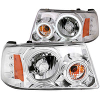 ANZO USA-111151 | Crystal Headlight Set w/Halo; Clear Lens; Chrome Housing;Pair 1 pc. CCFL;