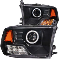 ANZO USA-111159 | Projector Headlight Set w/Halo; Clear Lens; Black Housing;Pair CCFL;