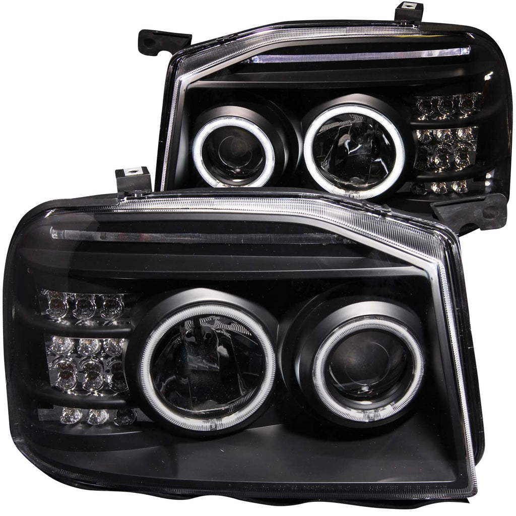 ANZO USA-111172 | Projector Headlight Set w/Halo; Clear Lens; Black Housing;Pair CCFL;